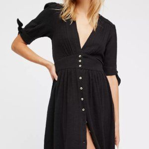 Free People Black Button Down Dress